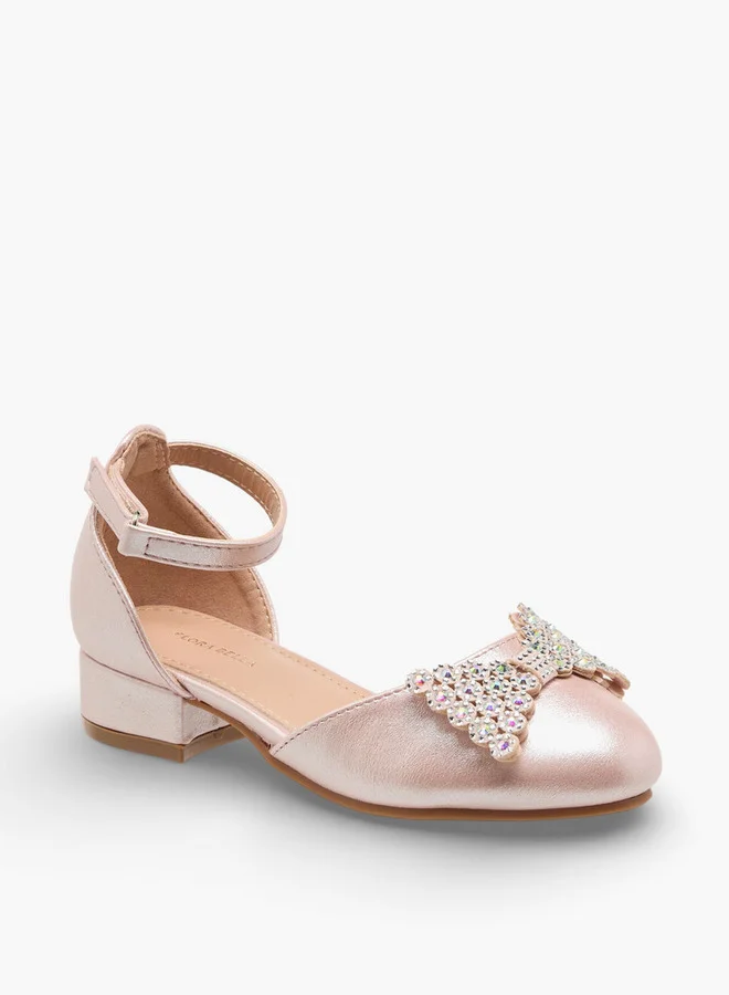 Flora Bella By Shoexpress Flora Bella Girls Embellished Bow Ballerina With Block Heel