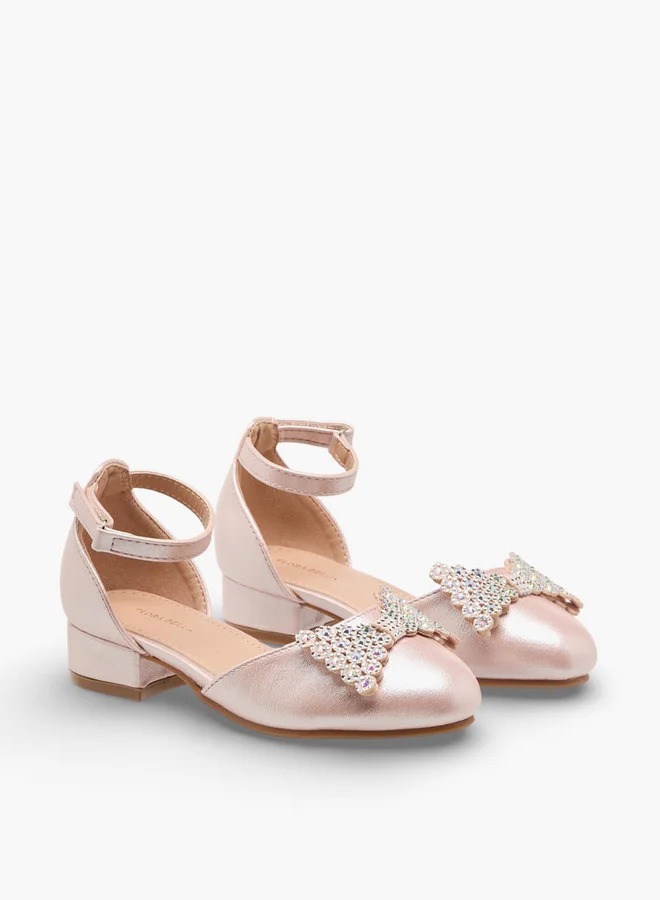 Flora Bella By Shoexpress Flora Bella Girls Embellished Bow Ballerina With Block Heel