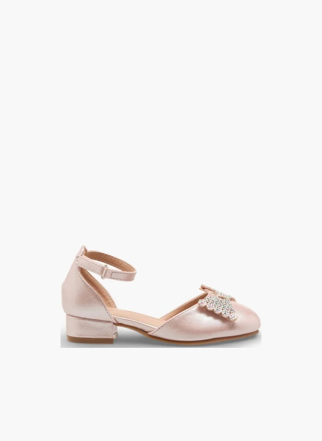 Flora Bella By Shoexpress Flora Bella Girls Embellished Bow Ballerina With Block Heel