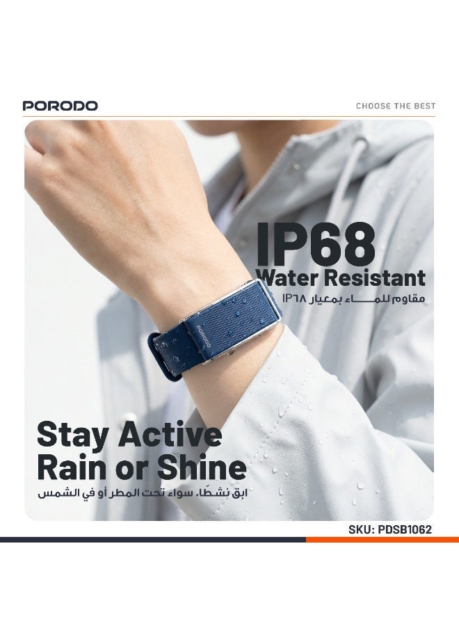 بورودو سوار ذكي مزود بمتتبع للصحة واللياقة البدنية، وبطارية تدوم حتى 30 يومًا، وميزة تتبع النوم والنشاط، ومقاومة للماء بمعيار IP68، ومتوافق مع نظامي التشغيل أندرويد 8.0+ وiOS 12+ وOplayer - أزرق - Image 2