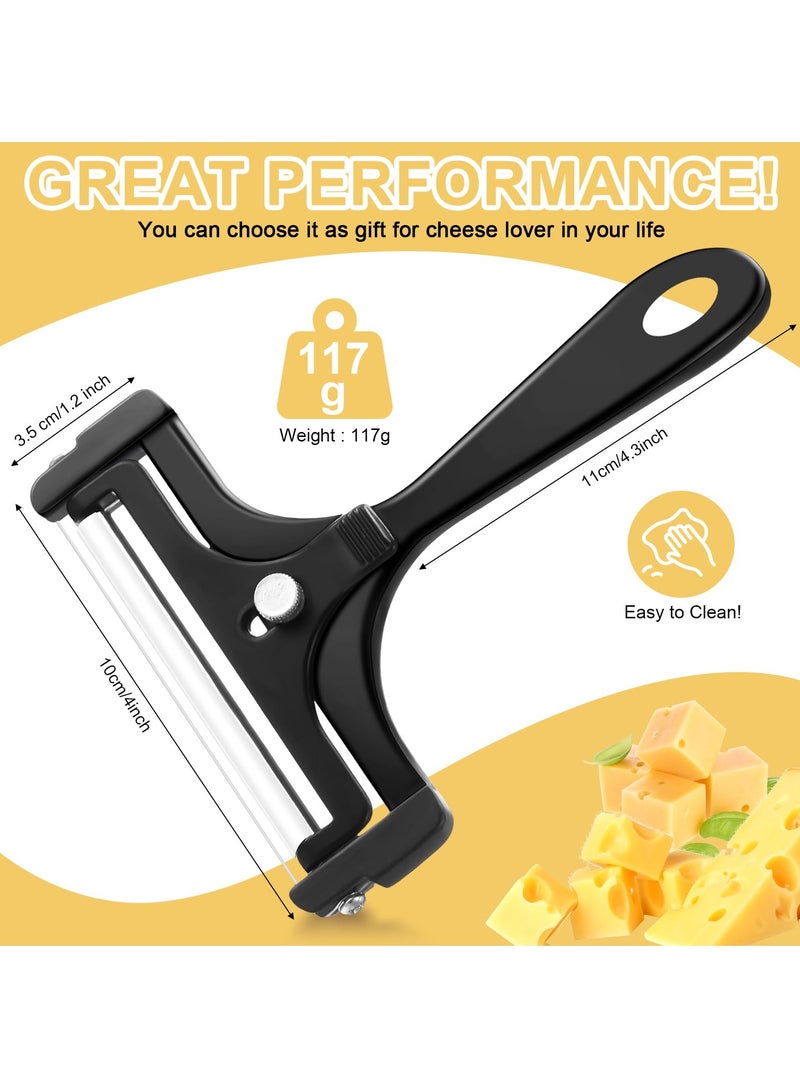 Cheese Slicer with Wire Adjustable Cheese Slicer Heavy Duty Stainless Steel Cheese Slicers for Soft Semi Hard Block Cheese (Black) - Image 2