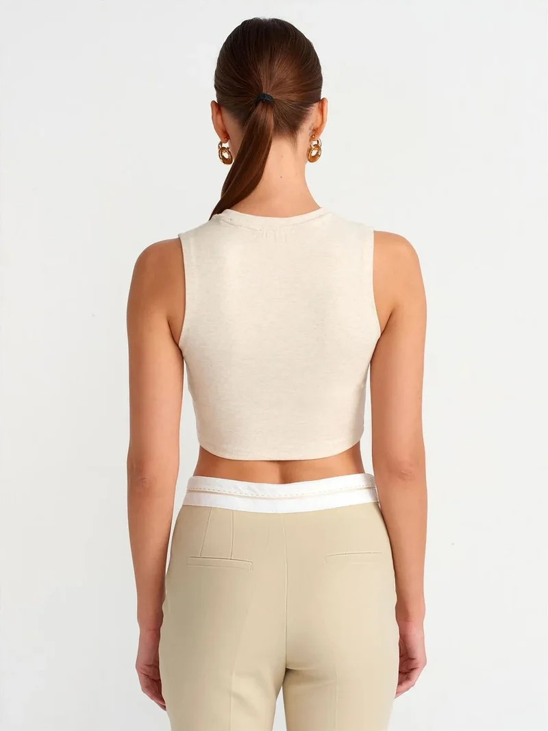 ديلفين Dilvin Ribbed Cotton Crop Top