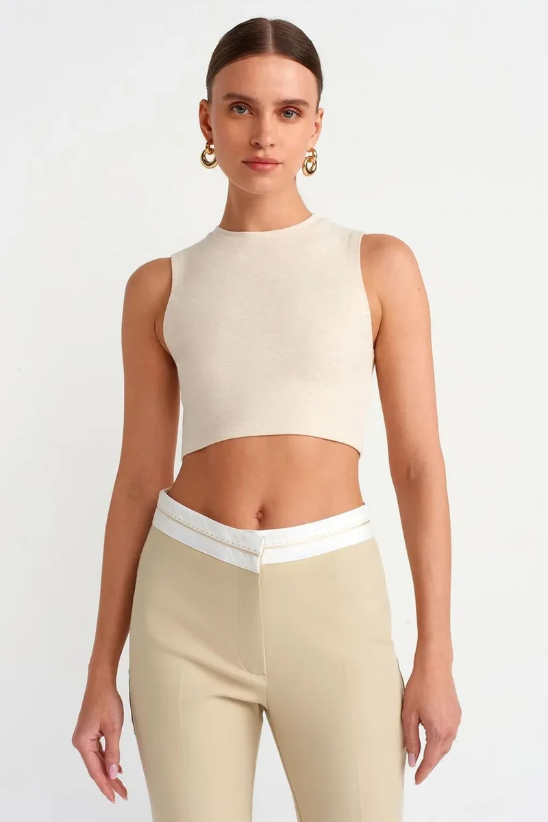 ديلفين DILVIN Ribbed Cotton Crop Top