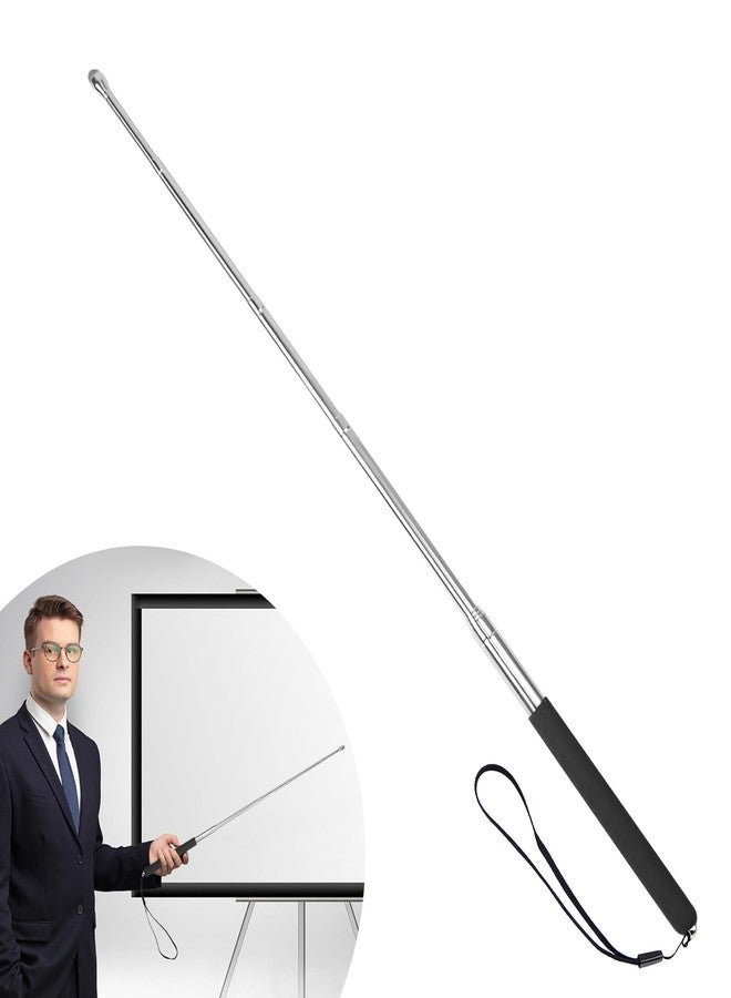 lyforx Retractable Teacher Pointer 𝟑𝟗.𝟓'', Pointer Stick with 𝗦𝘁𝘆𝗹𝘂𝘀 Smooth Sensitive Tablet Pen Stylus Pen, Teacher Coach Presenter Pointer with Lanyard Black - Image 1