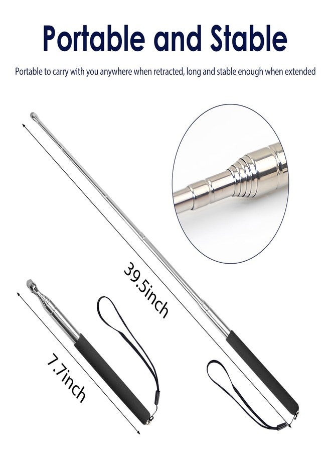 lyforx Retractable Teacher Pointer 𝟑𝟗.𝟓'', Pointer Stick with 𝗦𝘁𝘆𝗹𝘂𝘀 Smooth Sensitive Tablet Pen Stylus Pen, Teacher Coach Presenter Pointer with Lanyard Black - Image 2