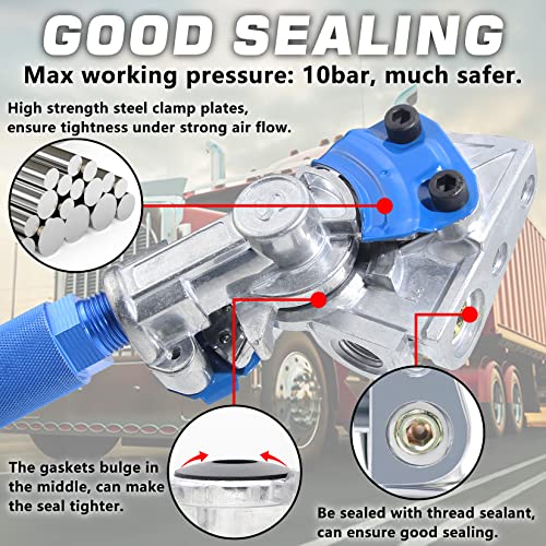 GREPSPUD 37 Degree Glad Hands Set with 2pcs Seals Universal Emergency Service Aluminum Gladhand Brake Air Hose Coupling Parts Handshake Kit Connectors for Semi Trucks Trailers Tractors, 1 Pair - Image 3