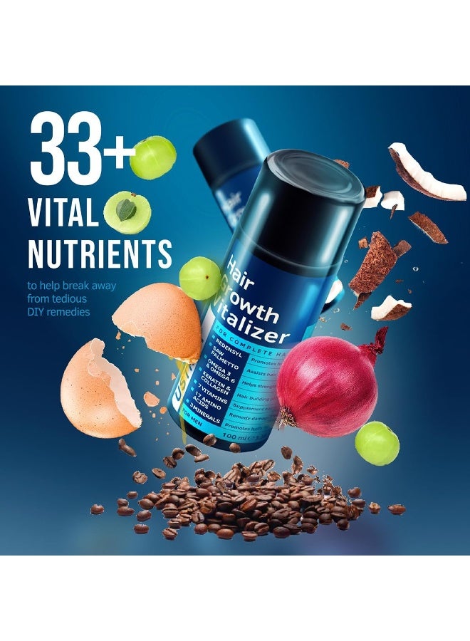 USTRAA Hair Growth Vitalizer with Redensyl & Saw Palmetto | Reduces Hair Fall, Boosts Hair Growth & Density | Nourishes Scalp, Prevents Premature Greying | Non-Sticky Hair Serum for Men – 100 ml - Image 2