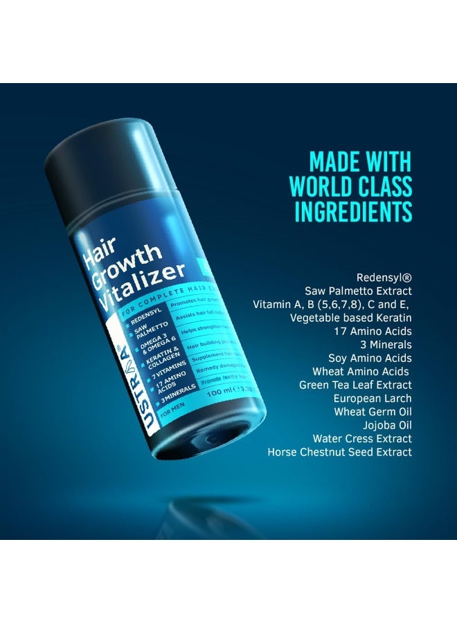 USTRAA Hair Growth Vitalizer with Redensyl & Saw Palmetto | Reduces Hair Fall, Boosts Hair Growth & Density | Nourishes Scalp, Prevents Premature Greying | Non-Sticky Hair Serum for Men – 100 ml - Image 4