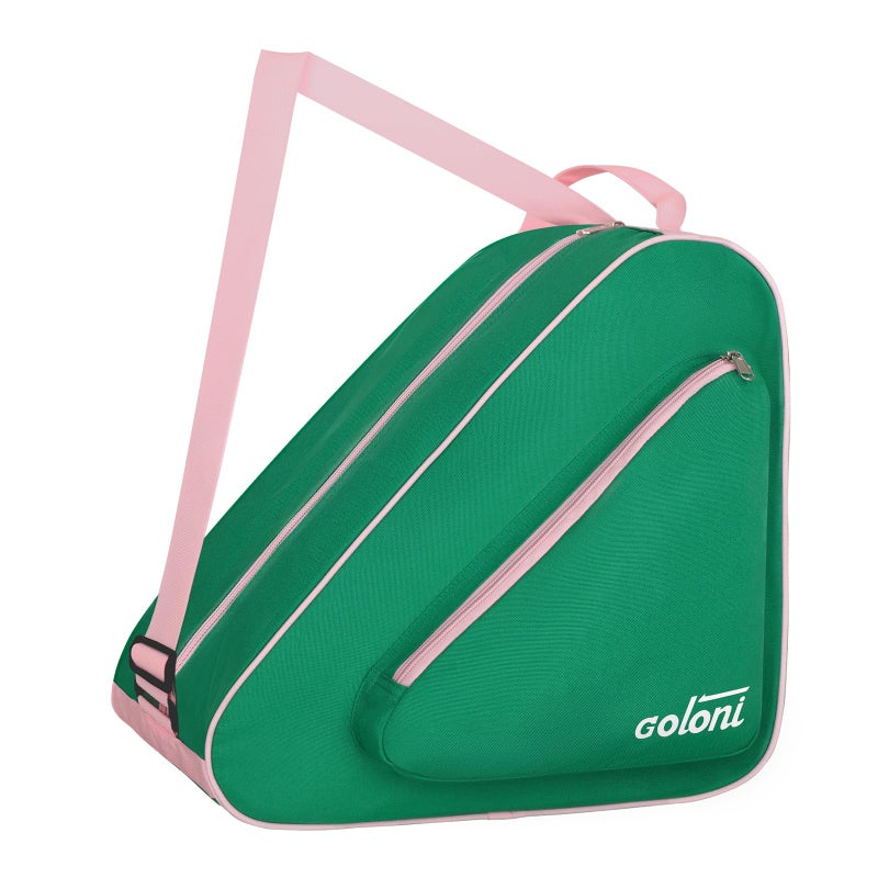 Goloni Skate Bag for Ice & Roller Skates with Side Pockets & Adjustable Strap Unisex,Green - Image 1
