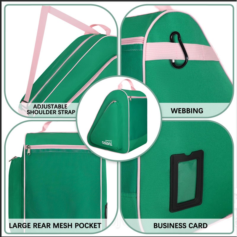 Goloni Skate Bag for Ice & Roller Skates with Side Pockets & Adjustable Strap Unisex,Green - Image 3