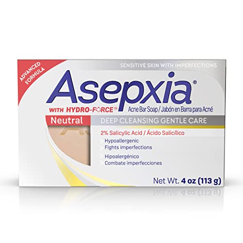 Asepxia صابون أسيبكسيا العميق لتنظيف البشرة والعناية اللطيفة لعلاج حب الشباب، صابون بار مضاد للحساسية مع حمض الساليسيليك 4 أونصات