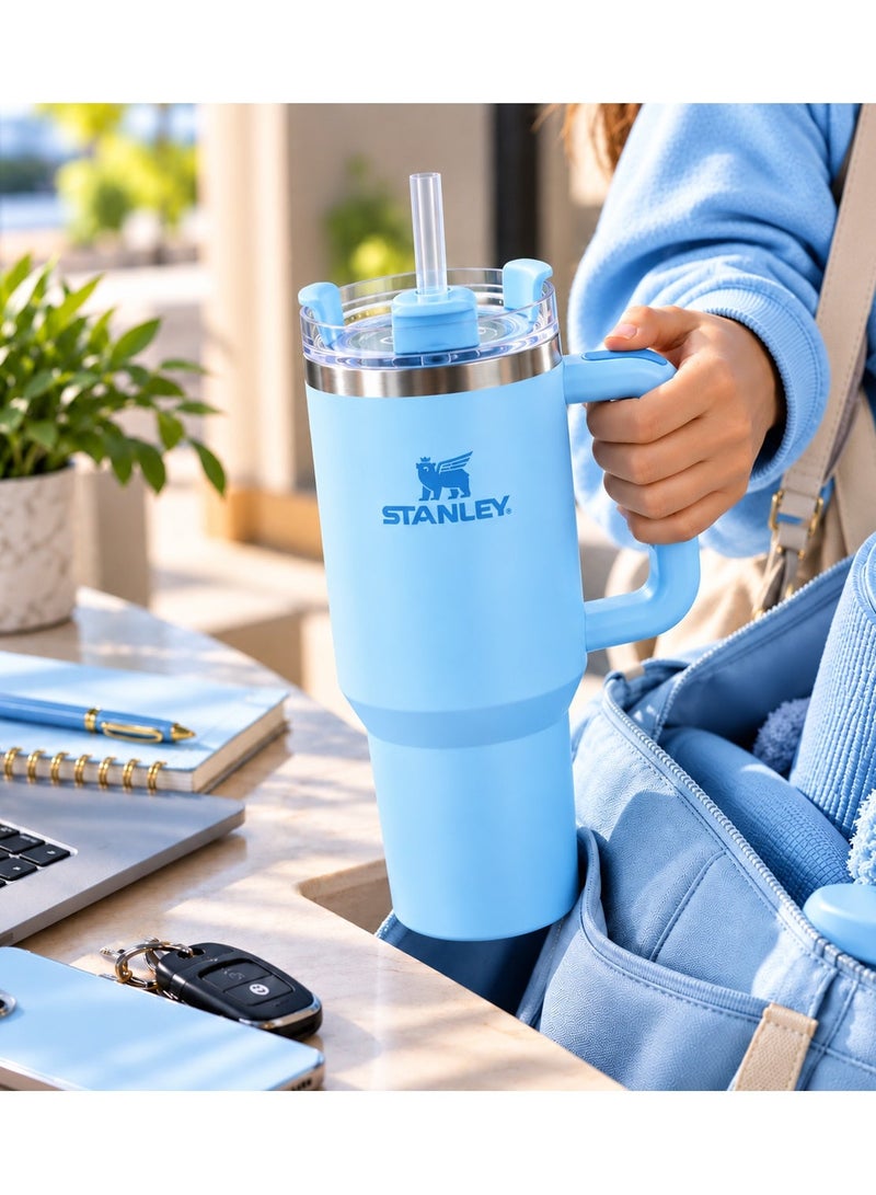 Stanley Stainless Steel mug Travel Tumbler with Handle 40 oz (1.18 L) Insulated, Straw and Secure Lid, for Hot and Iced Drinks, Fits Car Cup Holders, Sky Blue - Image 4