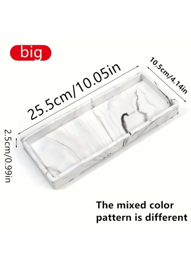 White Ink Marble Makeup Tray Gold Accented Cosmetic Jewelry Organizer - Image 1