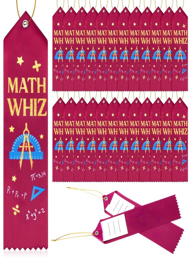 Knitgrip 24 Pcs Math Whiz Award Ribbons Student Prizes Awards Math Party Favors with Event Card and Rope for Kids Competition School Contests Classroom Teacher Supplies - Image 1