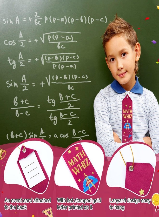 Knitgrip 24 Pcs Math Whiz Award Ribbons Student Prizes Awards Math Party Favors with Event Card and Rope for Kids Competition School Contests Classroom Teacher Supplies - Image 3