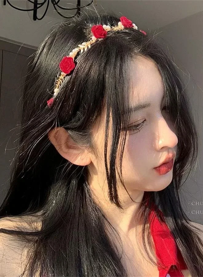 تايك تو Floral and Pearl Embellished Headband