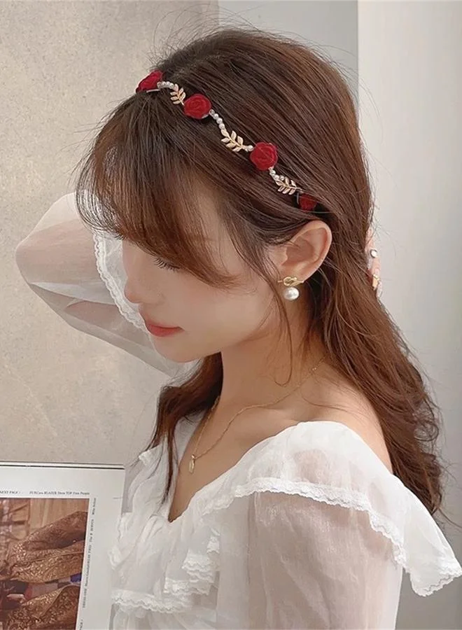 تايك تو Floral and Pearl Embellished Headband