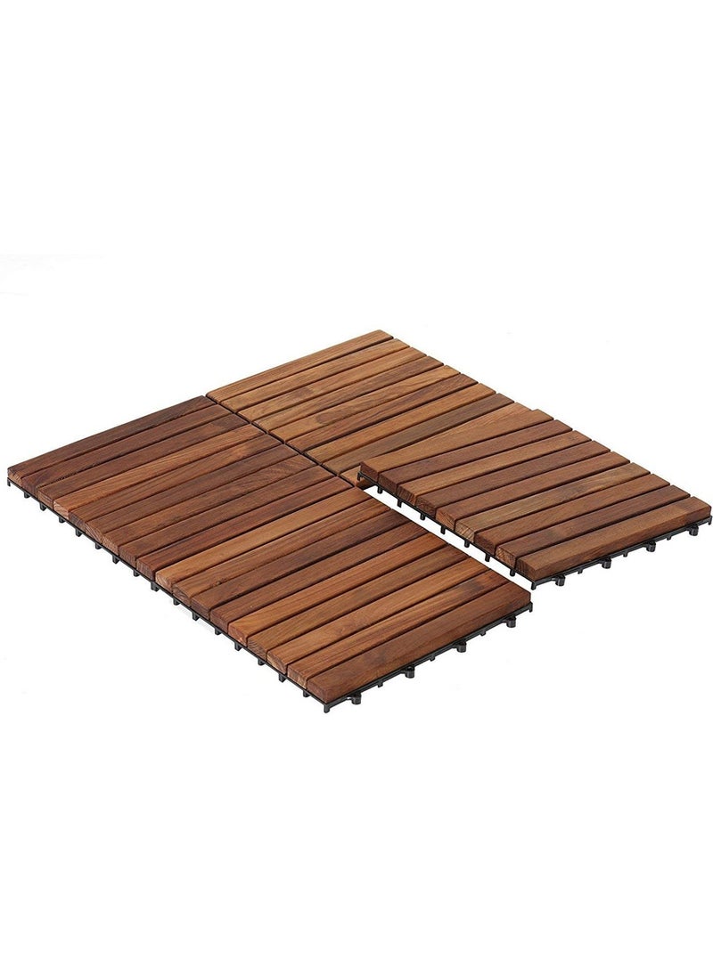 LINGWEI Pack of 20 Wooden Floor Tiles for Indoor Outdoor Garden Pathway Decorative Garden Tiles Wood Decking Office Home Diy Garden Hardwood Flooring Deck Patio Outdoor Interlocking Balcony  - Image 2