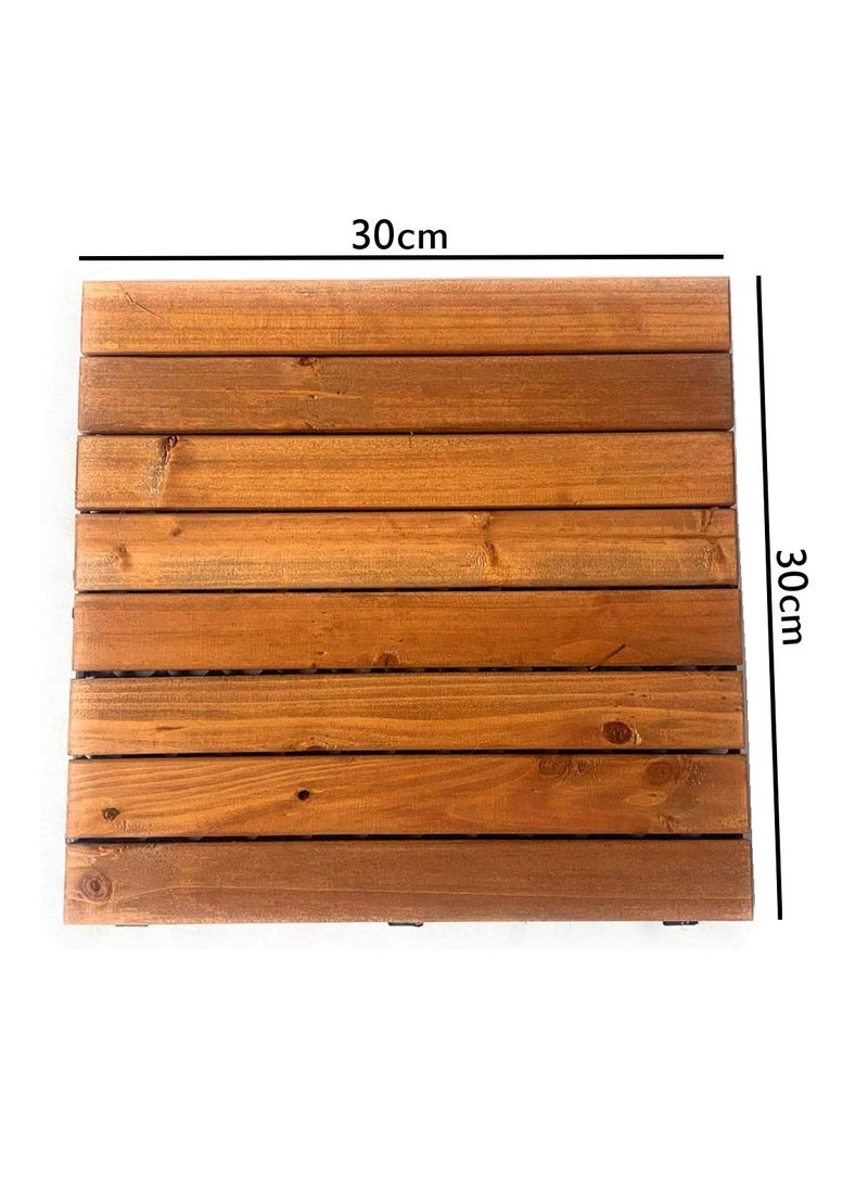 LINGWEI Pack of 20 Wooden Floor Tiles for Indoor Outdoor Garden Pathway Decorative Garden Tiles Wood Decking Office Home Diy Garden Hardwood Flooring Deck Patio Outdoor Interlocking Balcony  - Image 3