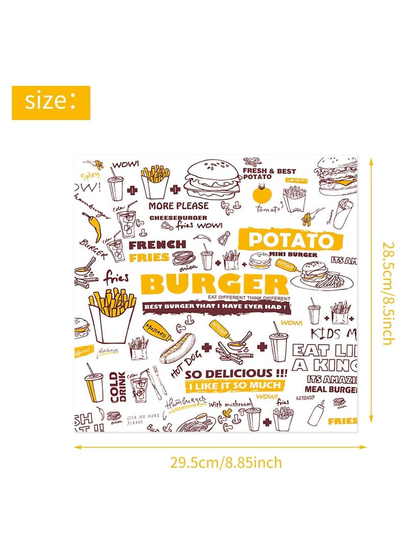 100 Sheets Greaseproof Paper, Baking Wrapping Paper Food Wrapping Paper, Food Basket Liners Paper Deli Paper for Breads French Fries Sandwiches Pizza Burgers Hot Dogs - Image 3