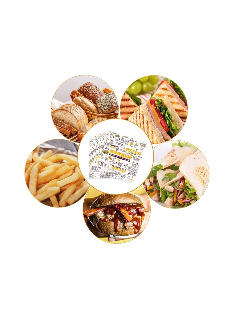 100 Sheets Greaseproof Paper, Baking Wrapping Paper Food Wrapping Paper, Food Basket Liners Paper Deli Paper for Breads French Fries Sandwiches Pizza Burgers Hot Dogs - Image 5