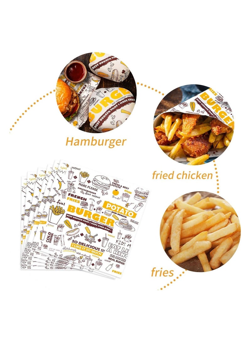 100 Sheets Greaseproof Paper, Baking Wrapping Paper Food Wrapping Paper, Food Basket Liners Paper Deli Paper for Breads French Fries Sandwiches Pizza Burgers Hot Dogs - Image 2