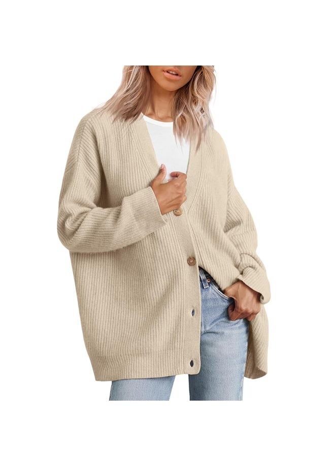 Autumn Women's Solid Color Button Long Sleeve Cardigan  - Image 1