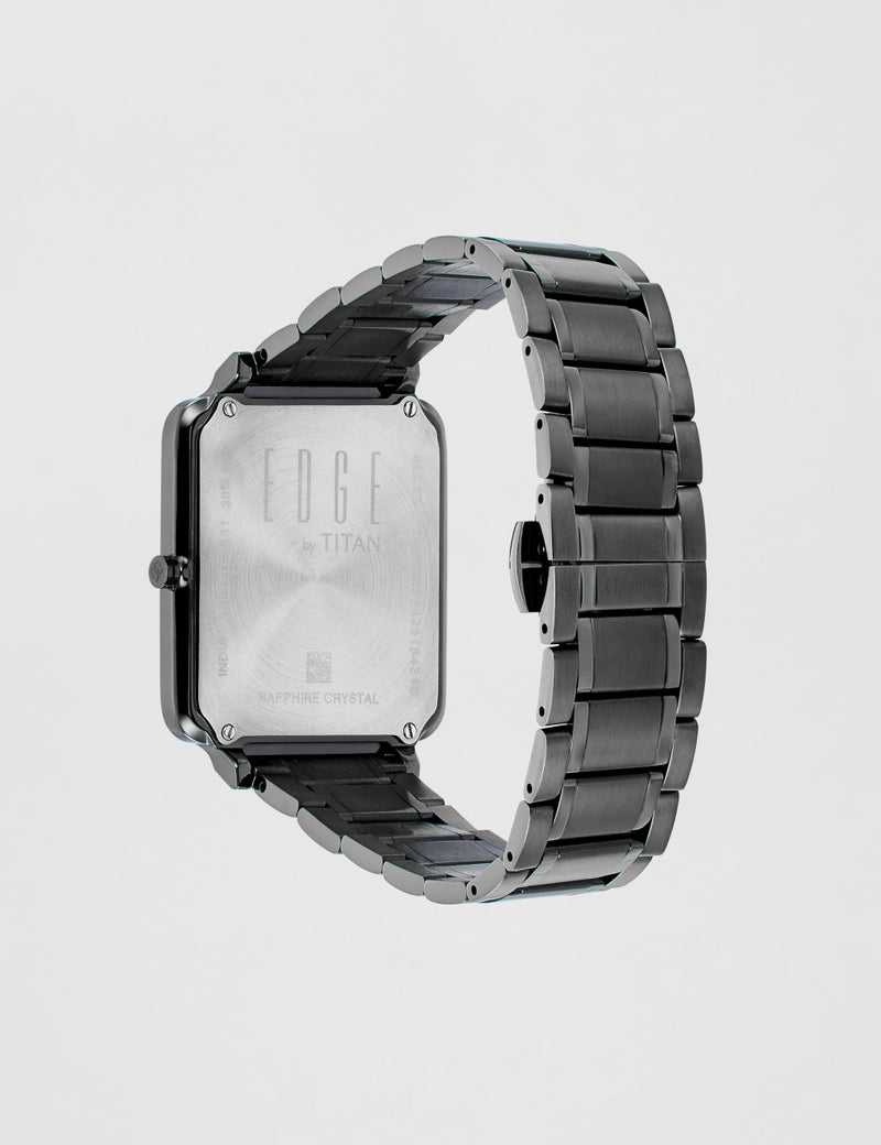 Edge Titan Edge Quad Quartz Analog Blue Dial Anthracite Stainless Steel Strap Watch for Men - NT10017QM01 - Image 3
