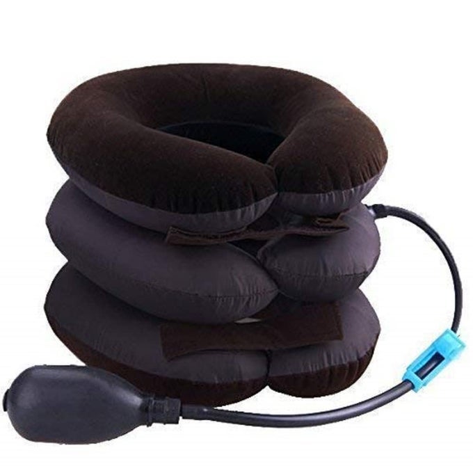 HEALTH CARE CERVICAL NECK TRACTION AIR BAG WITH 3 LAYER INFLATABLE PILLOW FOR NECK SUPPORT AND RELAXATION MULTI COLOR