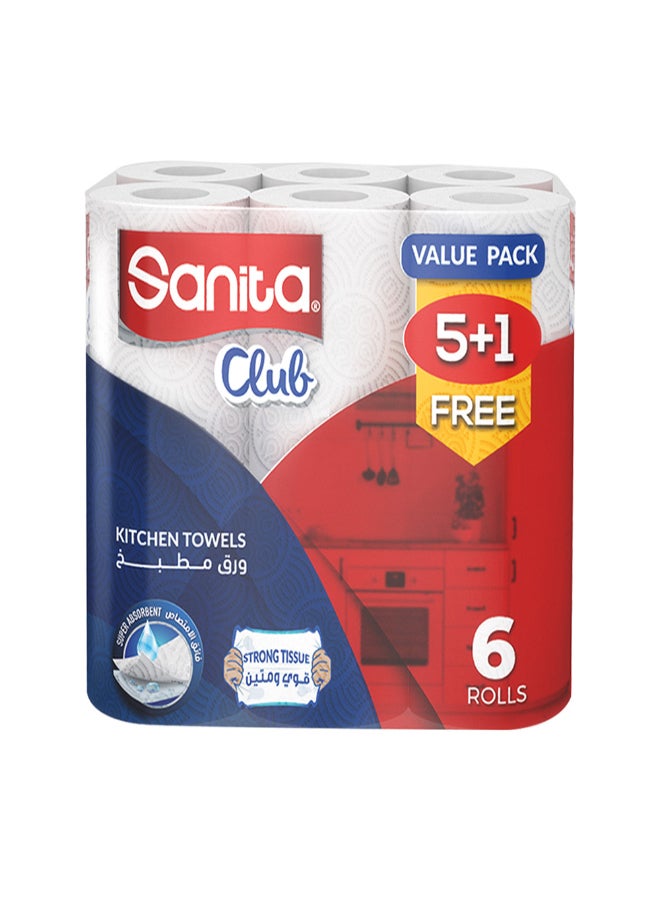 سانيتا مجموعة بكرات ورق نشاف كلوب للمطبخ من 6 قطع - Image 1