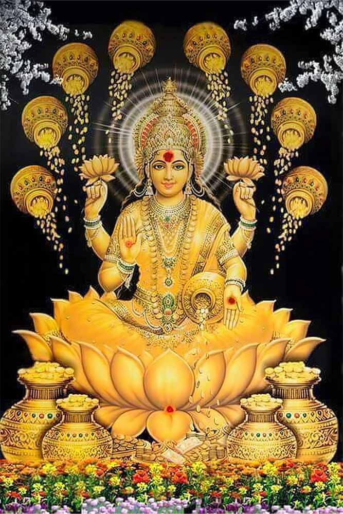 British Terminal British Terminal Goddess Lakshmi Maa Religious Waterproof Vinyl Sticker Poster 12 inc X 18 inch btcan29381 - Image 1