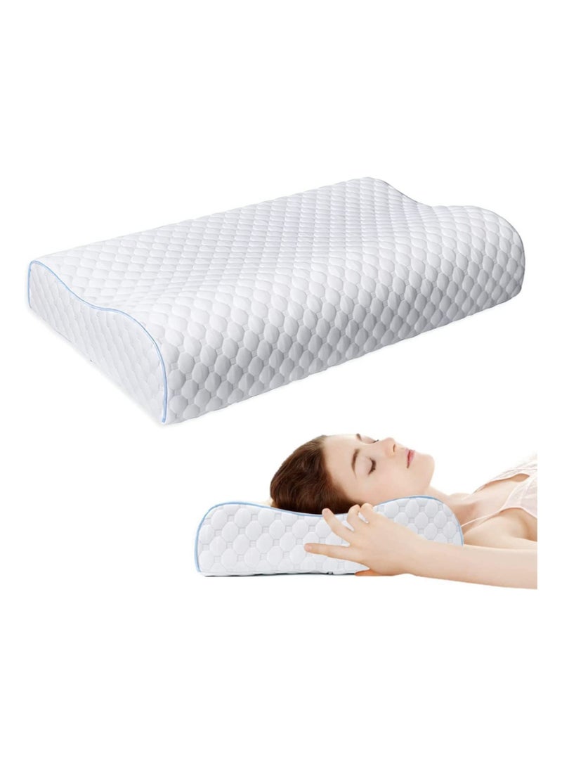Pillow, Memory Foam, Cervical Pillow for Neck Pain Relief, Ergonomic Design with Washable Zipper Cover  - Image 1