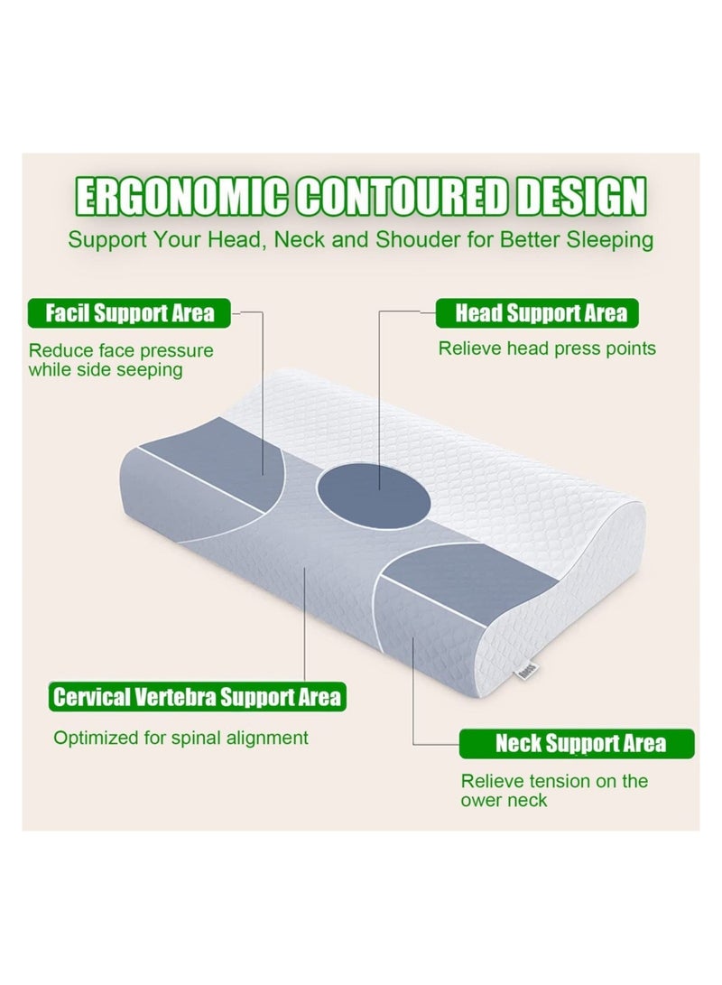 Pillow, Memory Foam, Cervical Pillow for Neck Pain Relief, Ergonomic Design with Washable Zipper Cover  - Image 4