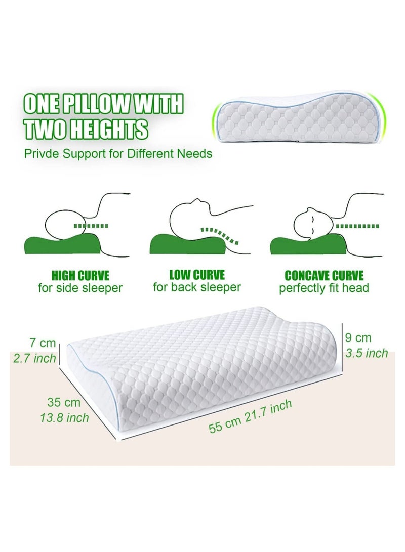 Pillow, Memory Foam, Cervical Pillow for Neck Pain Relief, Ergonomic Design with Washable Zipper Cover  - Image 5