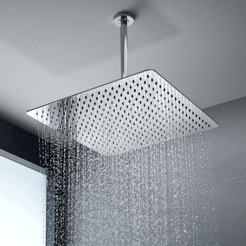 Voolan Extra Large Rain Shower Head - High Flow Square Rainfall Showerhead - Waterfall Full Body Coverage - Universal Ceiling or Wall Mount (16 * 12 Inch Rectangle, Brushed Nickel) - Image 5