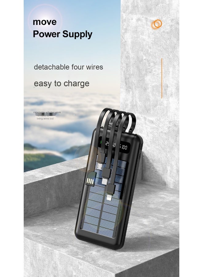 م powerbank شحن محمول بالطاقة الشمسية بسعة 20000 مللي أمبير، نحيف جداً مع كابل مدمج، شحن سريع وسعة كبيرة. - Image 2