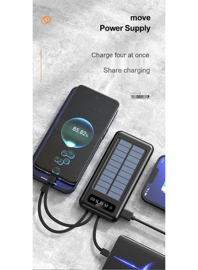 م powerbank شحن محمول بالطاقة الشمسية بسعة 20000 مللي أمبير، نحيف جداً مع كابل مدمج، شحن سريع وسعة كبيرة. - Image 3