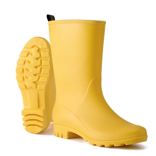 HISEA Women Rubber Boots Waterproof Wide Calf Rain Boots Mid-Calf PVC Rubber Rain Boot Matte Surface Seamless Mid Height Rain Shoes for Women's Rain Footwear Outdoor Garden Work Walking - Image 3