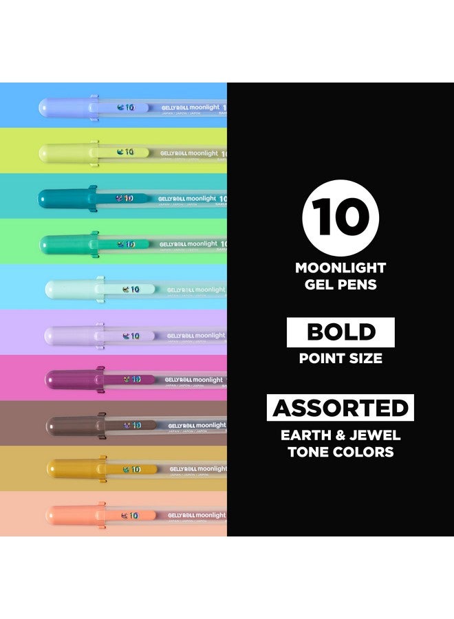 SAKURA Gelly Roll Moonlight 10 Gel Pens - Bold Ink Pen For Journaling, Art, Or Drawing - Assorted Earth & Jewel Tone Ink - Bold Line - 10 Pack - Image 2