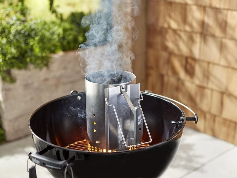 Weber - BBQ Rapidfire Chimney Starter(LARGE), Convenient and quick way to light charcoal, Two handle design provides more control when pouring lit charcoal, 32cm Height x 20.5cm Width x 32.5cm Depth - Image 3