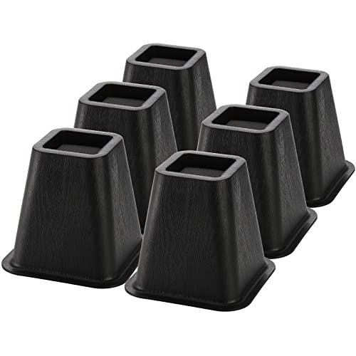 Mezchi 6 Pack Bed Furniture Risers, 6 inch Heavy Duty Couch Lift Risers for Sofa, Chair, Cabinet, Desk, Durable ABS Plastic, Premium Quality, Supports up to 2200 lbs per Leg, Black - Image 3