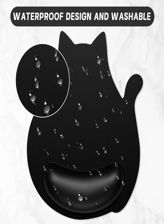 Hsxnam Ergonomic Mouse Pad with Wrist Rest, Cute Cat Memory Foam Padded Pain Relief Non-Slip Wrist Support Mouse Mat for Gaming Work Computer Laptop, Funny Office Supplies Desk Accessory, Jet Black - Image 5