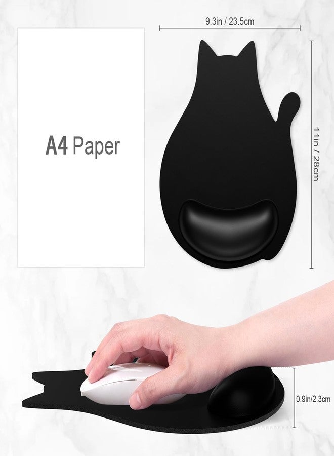 Hsxnam Ergonomic Mouse Pad with Wrist Rest, Cute Cat Memory Foam Padded Pain Relief Non-Slip Wrist Support Mouse Mat for Gaming Work Computer Laptop, Funny Office Supplies Desk Accessory, Jet Black - Image 2