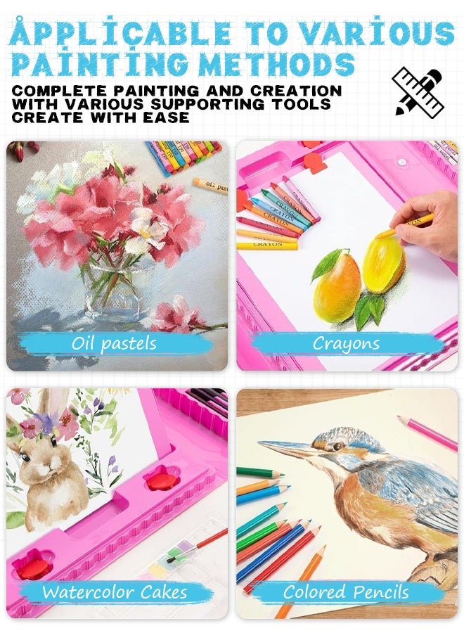 مجموعة أدوات فنية مكونة من 208 قطعة للأطفال، مجموعة رسم محمولة مع حامل رسم مزدوج الجوانب، وألوان باستيل زيتية، وألوان مائية، وأقلام تلوين، وحقيبة تخزين، هدية مثالية للأولاد والبنات والمبتدئين. - view 3
