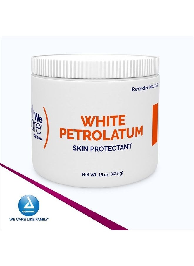 Dynarex - White Petrolatum, Petroleum Jelly for Dry, Damaged or Cracked Skin, Soothing White Petroleum Jelly for Minor Skin Irritations, 15 oz. (425g) Jar, 1 Petroleum Jelly Jar - Image 1
