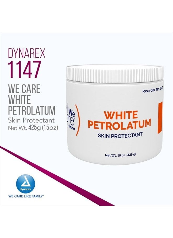 Dynarex - White Petrolatum, Petroleum Jelly for Dry, Damaged or Cracked Skin, Soothing White Petroleum Jelly for Minor Skin Irritations, 15 oz. (425g) Jar, 1 Petroleum Jelly Jar - Image 1