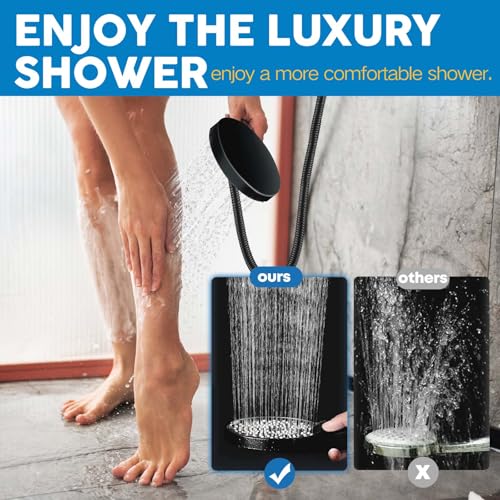 Ashwanth Shower Head,8”Rain Shower Head with Handheld Spray Combo and Adjustable Extension Arm/3-Way Flow Regulator/Shower System,High Pressure Rain Fall Hose,Matt Black - Image 5