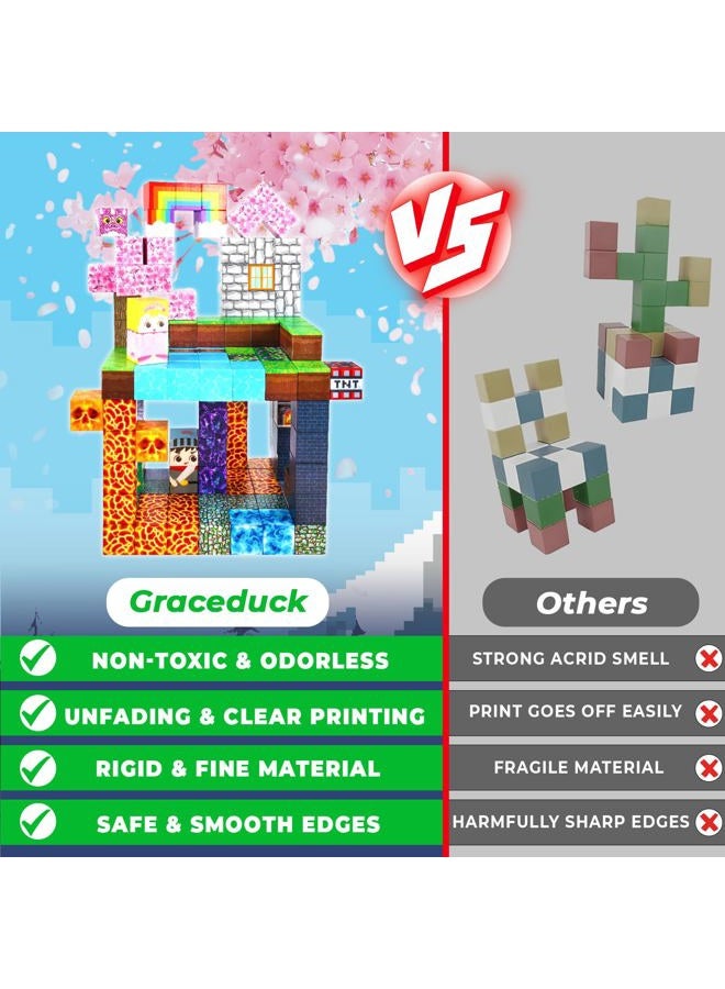GraceDuck Magnetic Blocks - 150PCS Magnetic Blocks Build Ice Castle - Magnetics Toys for Montessori Toddler Christmas Birthday Gifts - STEM Sensory Toys for 3 4 5 6 7 8 9 10 Year Old Girls - Image 5