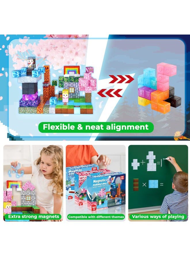 GraceDuck Magnetic Blocks - 150PCS Magnetic Blocks Build Ice Castle - Magnetics Toys for Montessori Toddler Christmas Birthday Gifts - STEM Sensory Toys for 3 4 5 6 7 8 9 10 Year Old Girls - Image 4