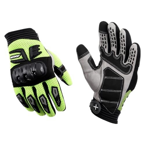 Axor Airstream Riding Gloves Providing Enhanced Grip and Impact Protection with Touchscreen Functionality and an Adjustable Fit-Black Neon Green-XL - Image 1